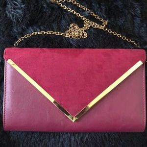 ALDO Burgundy Velvet / Poly urethane Purse/Clutch